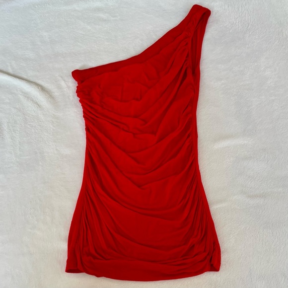 Red One-Shoulder Top - Picture 1 of 8